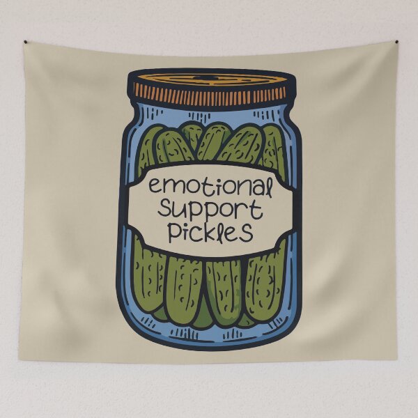 Item preview, Emotional Support Pickles Funny Jar Illustration designed and sold by BrownHorse90s.