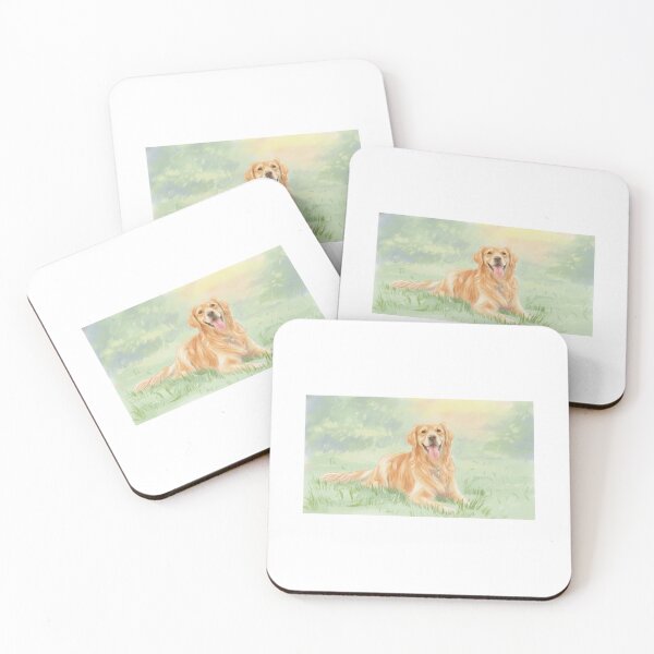 Item preview, Watercolor Pastel Golden Retriever Dog Art  designed and sold by mentosdesigner.