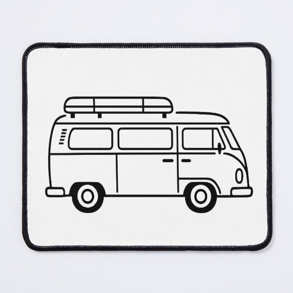 Item preview, Minimalist Vintage Camper Van - Black Retro Travel Bus Line Art designed and sold by myforestfog.