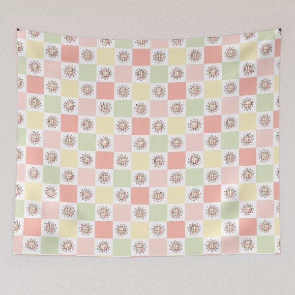 Item preview, Retro Flower Power Pattern -  Colorful Checkered Background designed and sold by Julza Art.