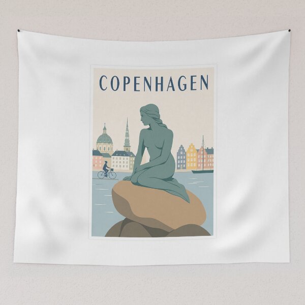 Item preview, Copenhagen Little Mermaid Travel Poster designed and sold by Beyond Destinations.