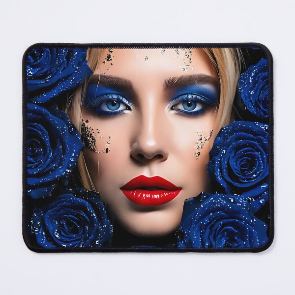 Item preview, Ethereal Beauty: Blonde Woman Surrounded by Blue Roses designed and sold by ToxicInkArt.