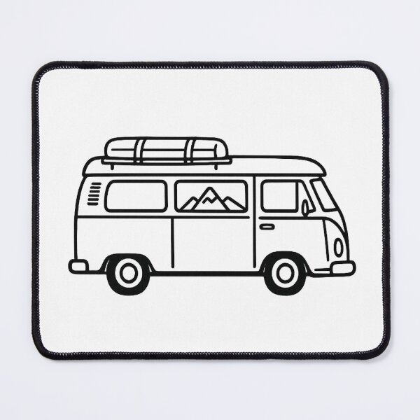 Item preview, Minimalist Van Life Mountain Journey - Black Retro Camper Line Art designed and sold by myforestfog.