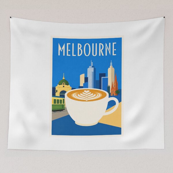 Item preview, Melbourne Coffee and Tram Travel Poster designed and sold by Beyond Destinations.