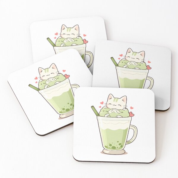 Item preview, Matcha Cat — Kawaii Green Tea Latte Cat Sticker designed and sold by tommysworks.