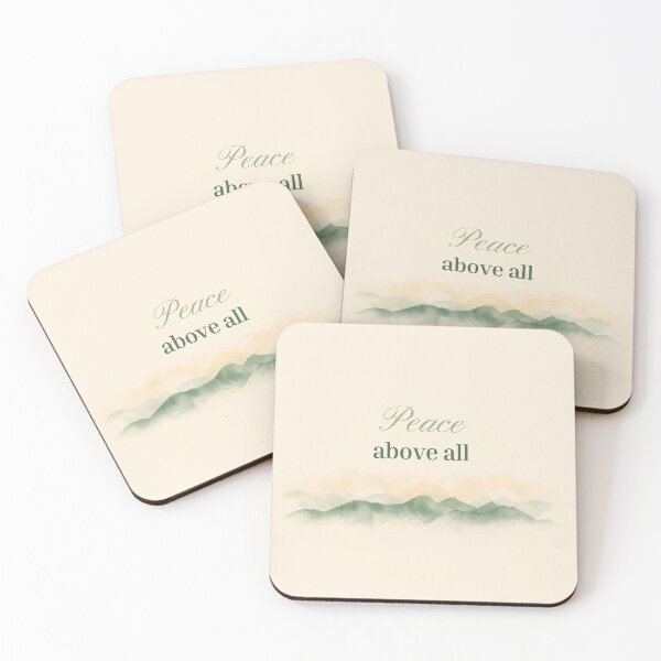 Item preview, Peace Above All – Serene Mountain Sunrise Landscape Minimal Design designed and sold by CosmicQuietLab.