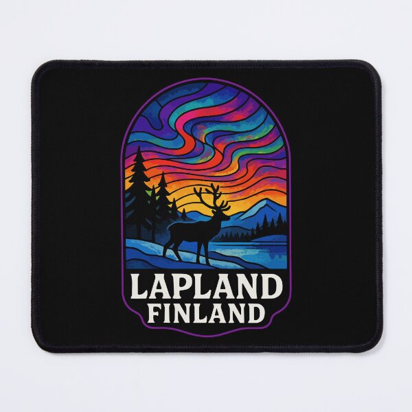Item preview, Lapland Finland Reindeer Stained Glass Art Travel designed and sold by TomFrontierArt.