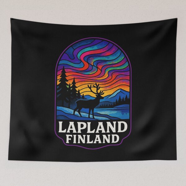 Item preview, Lapland Finland Reindeer Stained Glass Art Travel designed and sold by TomFrontierArt.