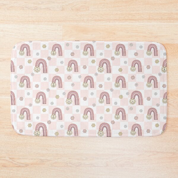 Item preview, Floral Hippie Rainbow - Retro Checkered Background designed and sold by Julza Art.