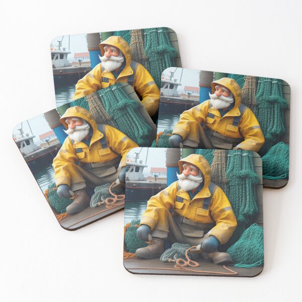 Item preview, Old Fart as a fisherman mending nets designed and sold by Colin Bentham.