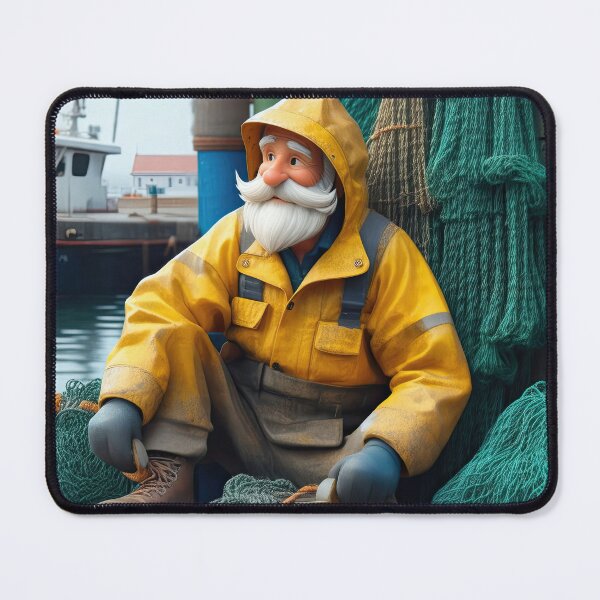 Item preview, Old Fart as a fisherman mending nets designed and sold by Colin Bentham.