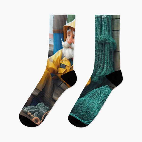 Item preview, Old Fart as a fisherman mending nets designed and sold by Colin Bentham.