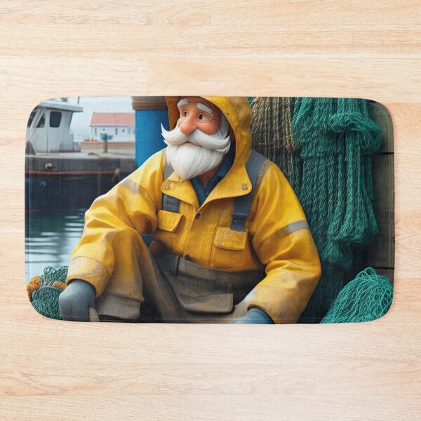 Item preview, Old Fart as a fisherman mending nets designed and sold by Colin Bentham.
