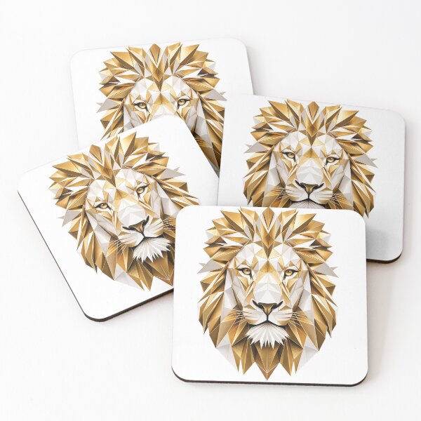 Item preview, Geometric Lion Head | Luxury Gold Faceted Modern Art Print designed and sold by Jandedan.