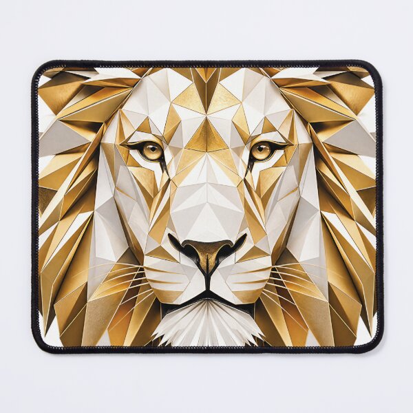 Item preview, Geometric Lion Head | Luxury Gold Faceted Modern Art Print designed and sold by Jandedan.