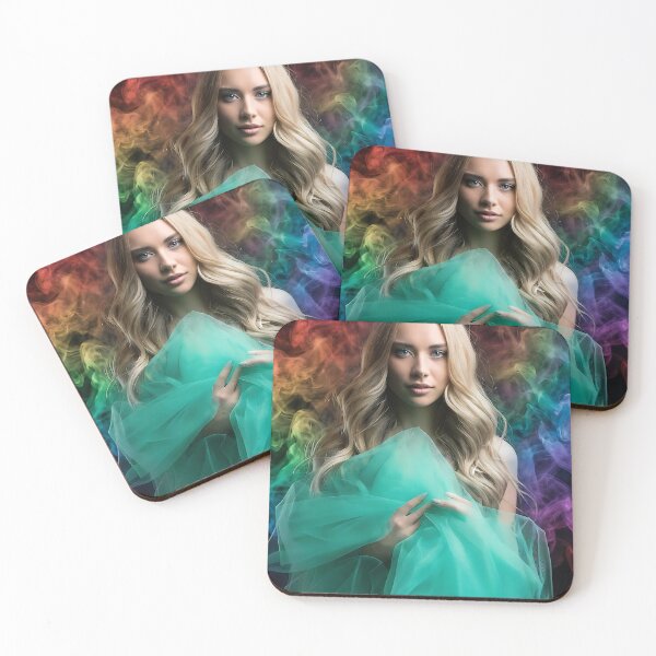 Item preview, Ethereal Blonde Beauty with Rainbow Smoke and Tulle designed and sold by ToxicInkArt.
