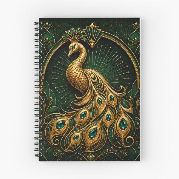 Item preview, Golden Peacock Art Deco | Emerald & Gold Luxury Bird Illustration | Vintage Glamour Decorative Design designed and sold by SmilingAnny.