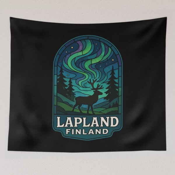 Item preview, Lapland Finland Northern Lights Stained Glass Travel designed and sold by TomFrontierArt.
