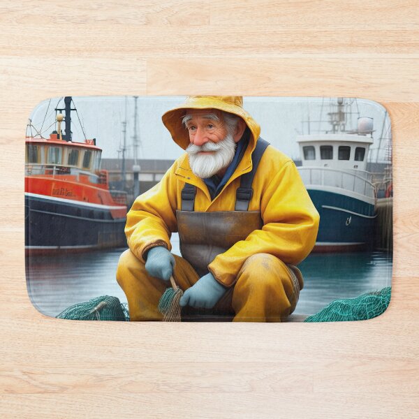 Item preview, Old Fart as a fisherman mending nets designed and sold by Colin Bentham.