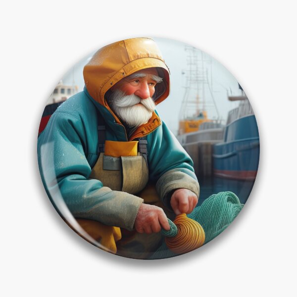 Item preview, Old Fart as a fisherman mending nets designed and sold by Colin Bentham.
