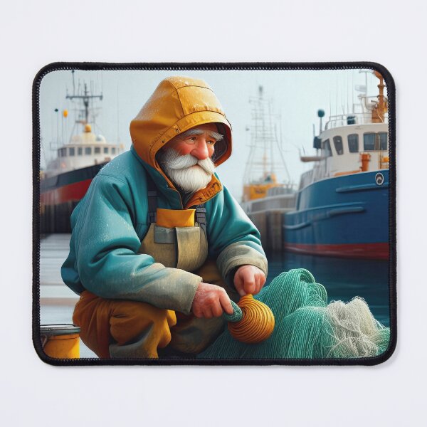 Item preview, Old Fart as a fisherman mending nets designed and sold by Colin Bentham.
