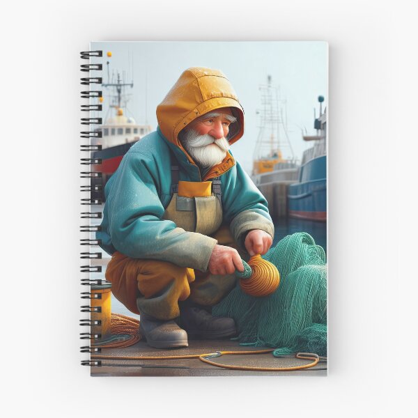 Item preview, Old Fart as a fisherman mending nets designed and sold by Colin Bentham.