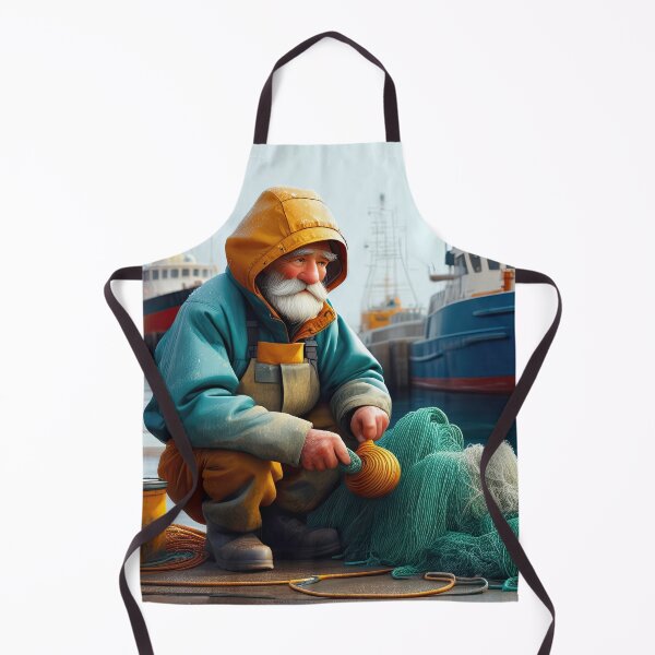 Item preview, Old Fart as a fisherman mending nets designed and sold by Colin Bentham.