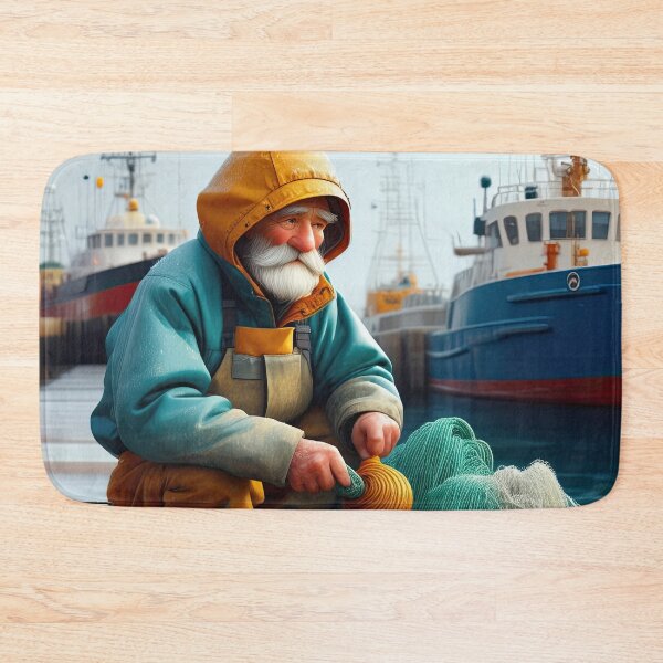 Item preview, Old Fart as a fisherman mending nets designed and sold by Colin Bentham.