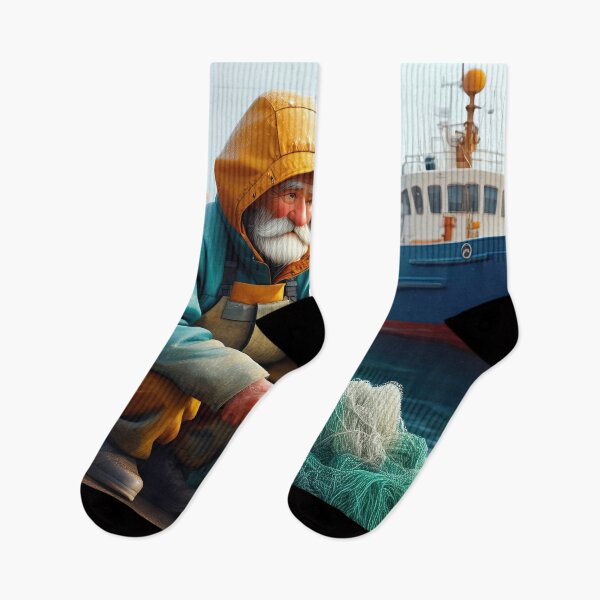Item preview, Old Fart as a fisherman mending nets designed and sold by Colin Bentham.