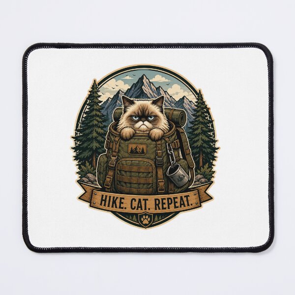 Item preview, Hike Cat Repeat | Grumpy Adventure Cat Backpacking Design designed and sold by Timeless Junction.