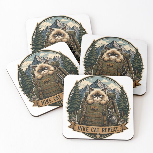 Item preview, Hike Cat Repeat | Grumpy Adventure Cat Backpacking Design designed and sold by Timeless Junction.