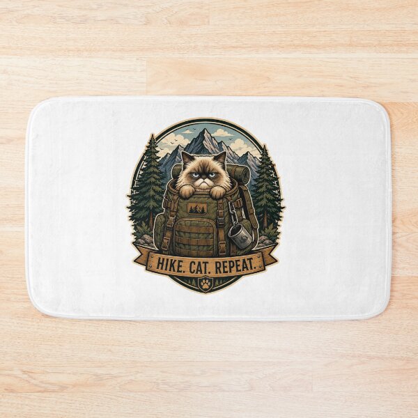 Item preview, Hike Cat Repeat | Grumpy Adventure Cat Backpacking Design designed and sold by Timeless Junction.
