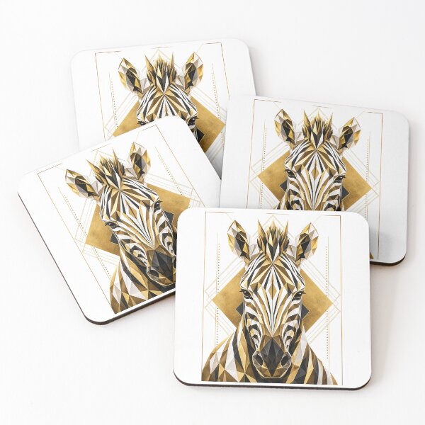 Item preview, Geometric Zebra Head, Luxury Gold Faceted Modern Art Print designed and sold by Jandedan.