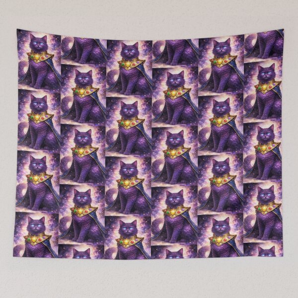 Item preview, Cosmic Purple Cat with Gem Collar designed and sold by inspired-works.