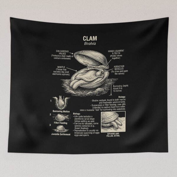 Item preview, Clam Scientific Anatomy Biology Animal Lover designed and sold by Kimberley King Art  King Art.