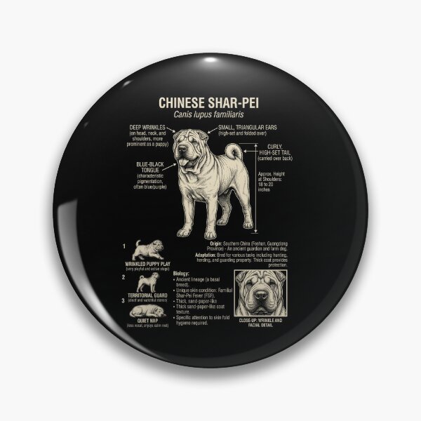 Item preview, Chinese Shar Pei Scientific Anatomy Biology Dog Lover designed and sold by Kimberley King Art  King Art.