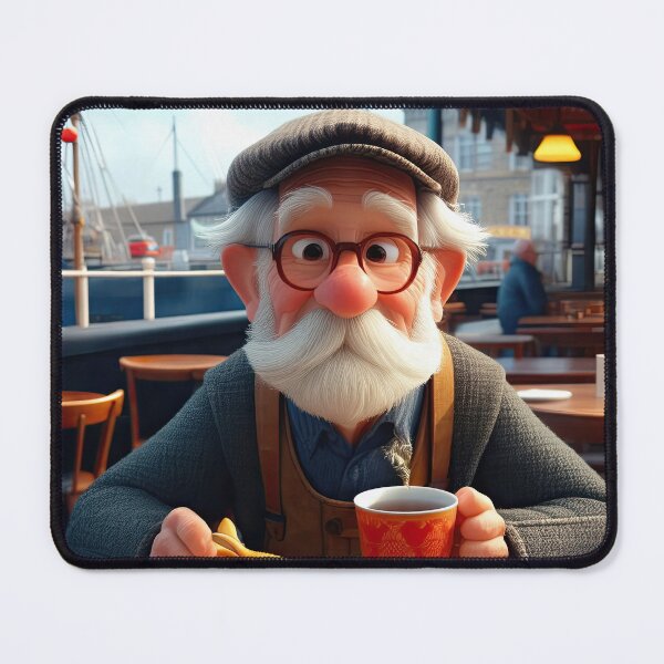 Item preview, Old Fart as a fisherman eating fish and chips designed and sold by Colin Bentham.