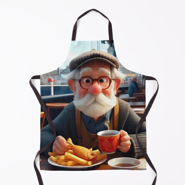 Item preview, Old Fart as a fisherman eating fish and chips designed and sold by Colin Bentham.