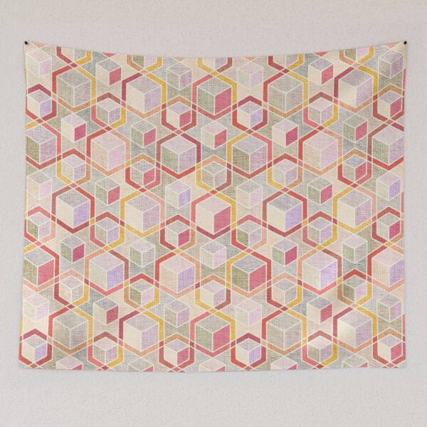 Item preview, Abstract 3D Cubes in Warm Peachy Pastels  designed and sold by micklyn.