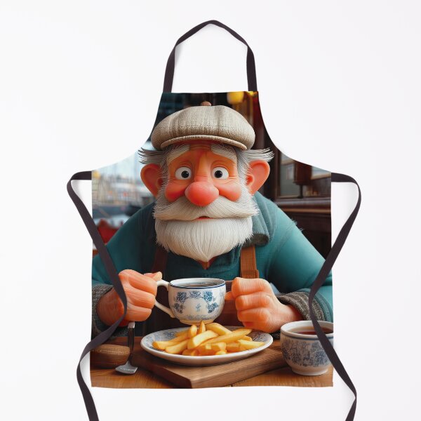 Item preview, Old Fart as a fisherman eating fish and chips designed and sold by Colin Bentham.