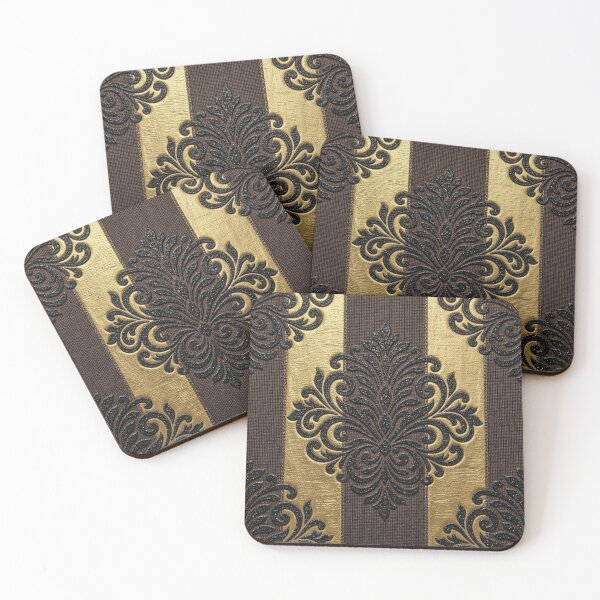 Item preview, Striped Brown & Gold Damask designed and sold by DesignsByPrnces.