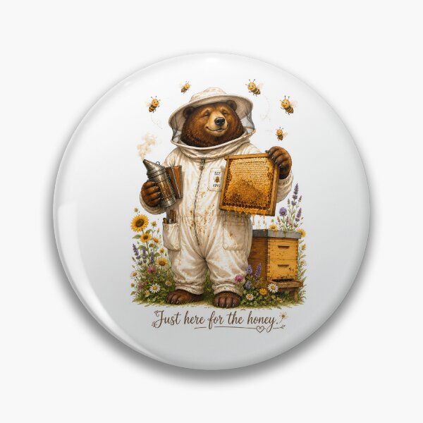 Item preview, Just Here for the Honey — Funny Beekeeper Bear Cute Cottagecore Art Print & T-Shirt designed and sold by AbderraimArt.