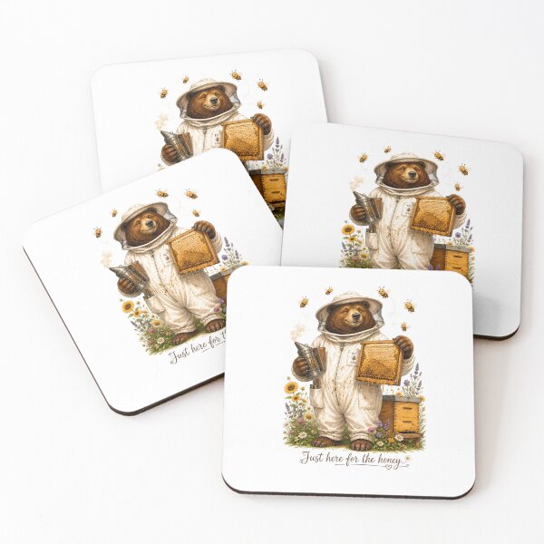 Item preview, Just Here for the Honey — Funny Beekeeper Bear Cute Cottagecore Art Print & T-Shirt designed and sold by AbderraimArt.