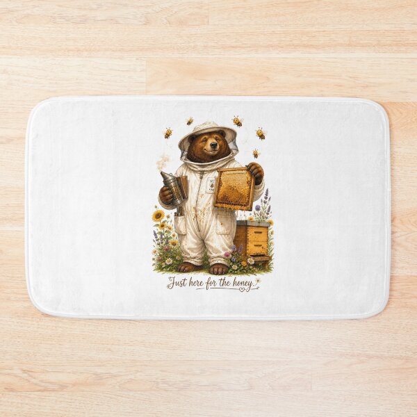 Item preview, Just Here for the Honey — Funny Beekeeper Bear Cute Cottagecore Art Print & T-Shirt designed and sold by AbderraimArt.
