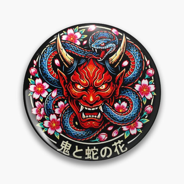 Item preview, Japanese Oni Snake Sakura Art Shirt – Yokai Demon Mask Graphic designed and sold by VikArtStudio.