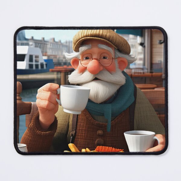 Item preview, Old Fart as a fisherman eating fish and chips designed and sold by Colin Bentham.