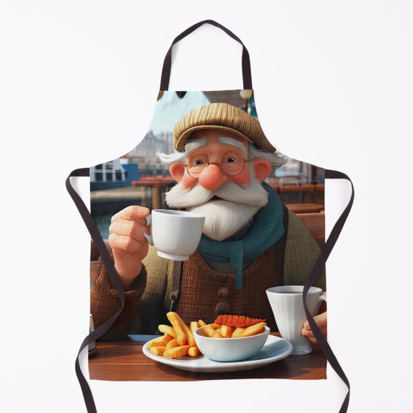 Item preview, Old Fart as a fisherman eating fish and chips designed and sold by Colin Bentham.