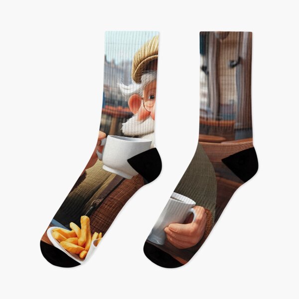 Item preview, Old Fart as a fisherman eating fish and chips designed and sold by Colin Bentham.