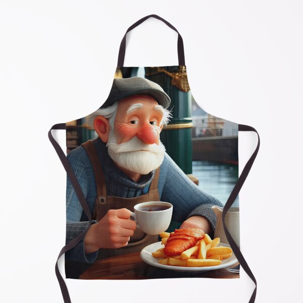 Item preview, Old Fart as a fisherman eating fish and chips designed and sold by Colin Bentham.
