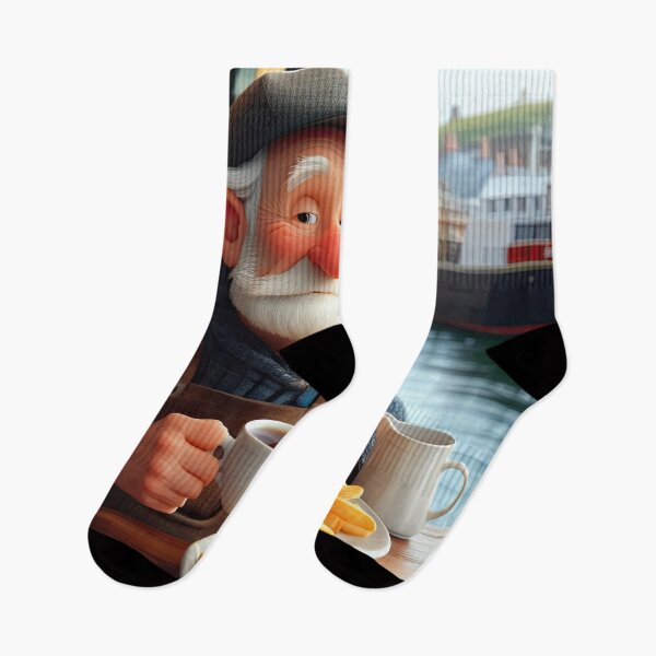 Item preview, Old Fart as a fisherman eating fish and chips designed and sold by Colin Bentham.